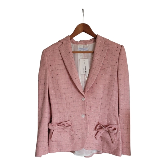 Hadleigh's Barbara Light Pink Tweed Blazer  Size 8 Luxurious Bow Back MSRP $3995 - Picture 1 of 12